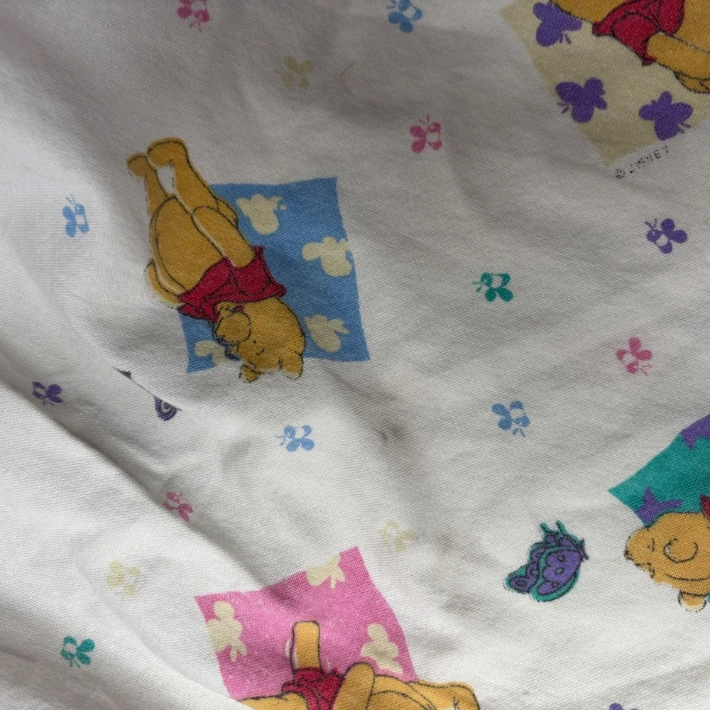Vintage‎ Disney Winnie the Pooh Receiving Baby Blanket White Pastel 30x36
